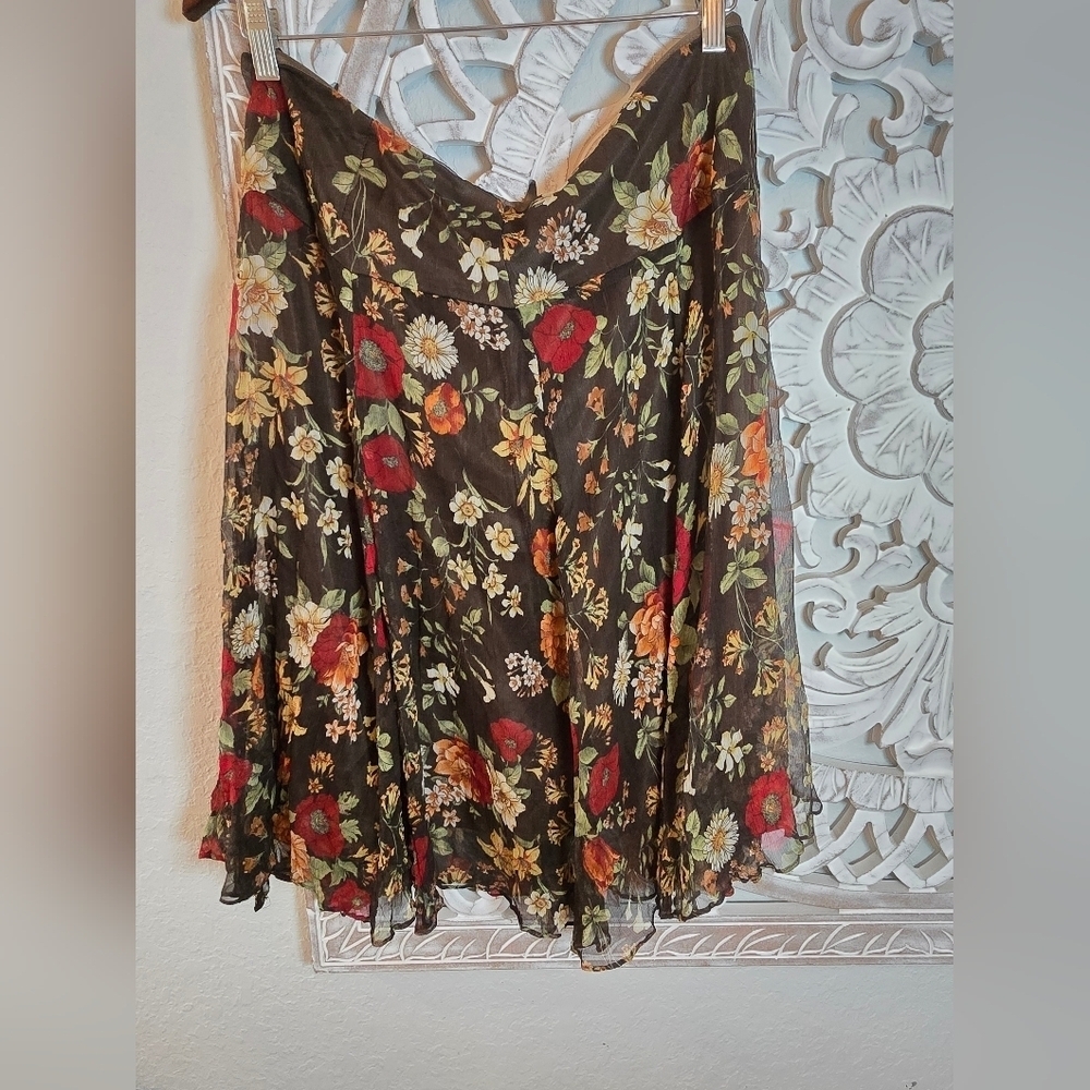 Zara Women’s 100% Silk Floral Skirt Vintage Size XL
